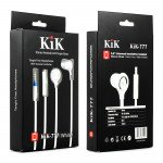 Wholesale KIK 777 Stereo Earphone Headset with Mic and Volume Control (777 White)